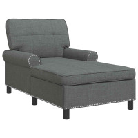 Produktbild för Chaise Lounge med kudde Mörkgrå 91 x 157 x 91 cm tyg