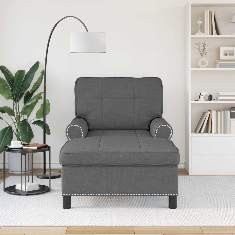 Produktbild för Chaise Lounge med kudde Mörkgrå 91 x 157 x 91 cm tyg