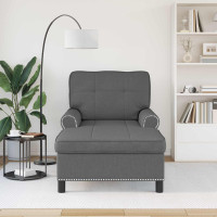 Produktbild för Chaise Lounge med kudde Mörkgrå 91 x 157 x 91 cm tyg