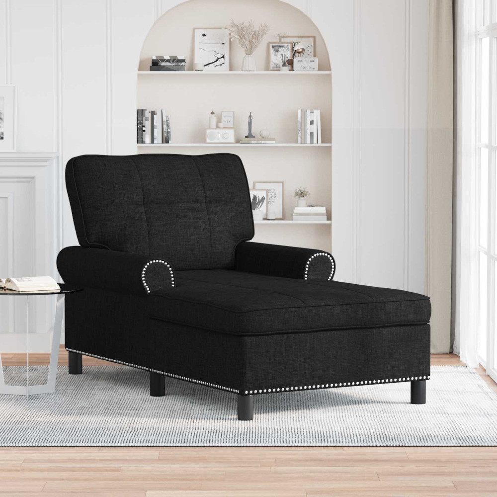 Produktbild för Chaise Lounge med kudde Svart 91 x 157 x 91 cm tyg
