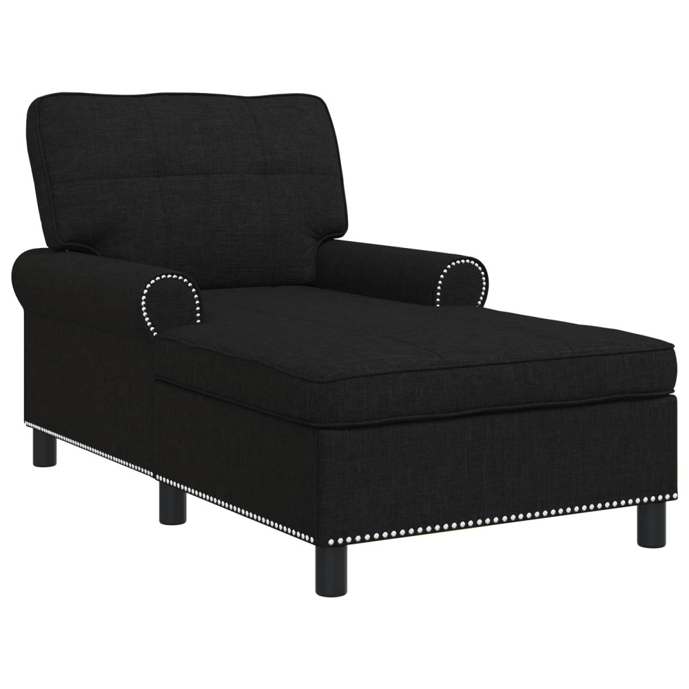 Produktbild för Chaise Lounge med kudde Svart 91 x 157 x 91 cm tyg
