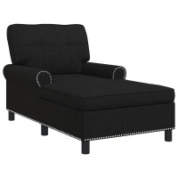 Produktbild för Chaise Lounge med kudde Svart 91 x 157 x 91 cm tyg
