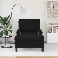 Produktbild för Chaise Lounge med kudde Svart 91 x 157 x 91 cm tyg