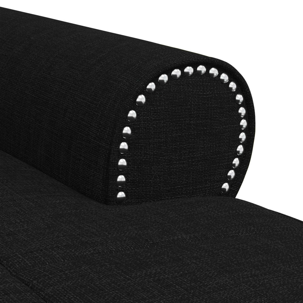 Produktbild för Chaise Lounge med kudde Svart 91 x 157 x 91 cm tyg