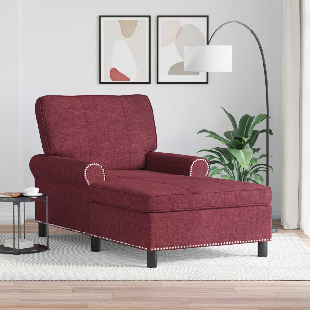 Produktbild för Chaise Lounge med kudde Vinröd 91 x 157 x 91 cm tyg