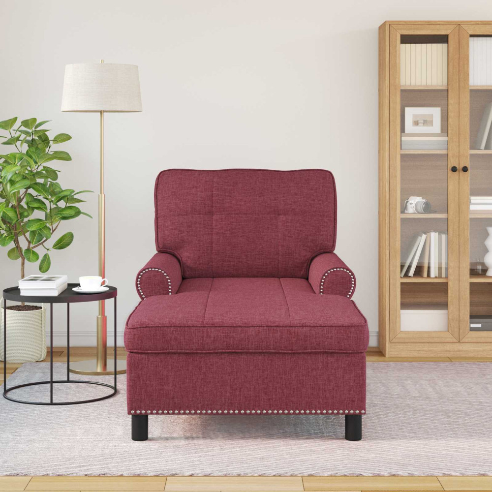 Produktbild för Chaise Lounge med kudde Vinröd 91 x 157 x 91 cm tyg