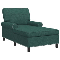 Produktbild för Chaise Lounge med kudde Mörkgrön 91 x 157 x 91 cm tyg