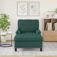 Produktbild för Chaise Lounge med kudde Mörkgrön 91 x 157 x 91 cm tyg