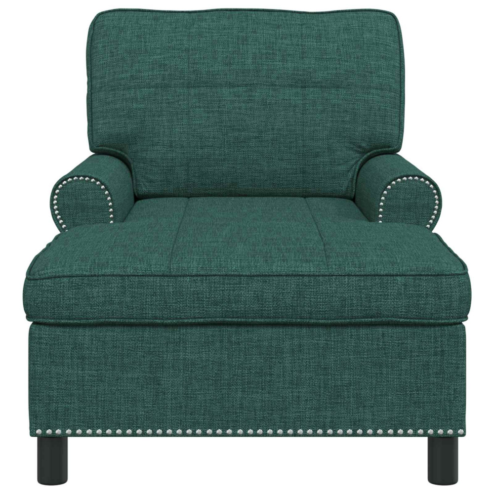 Produktbild för Chaise Lounge med kudde Mörkgrön 91 x 157 x 91 cm tyg