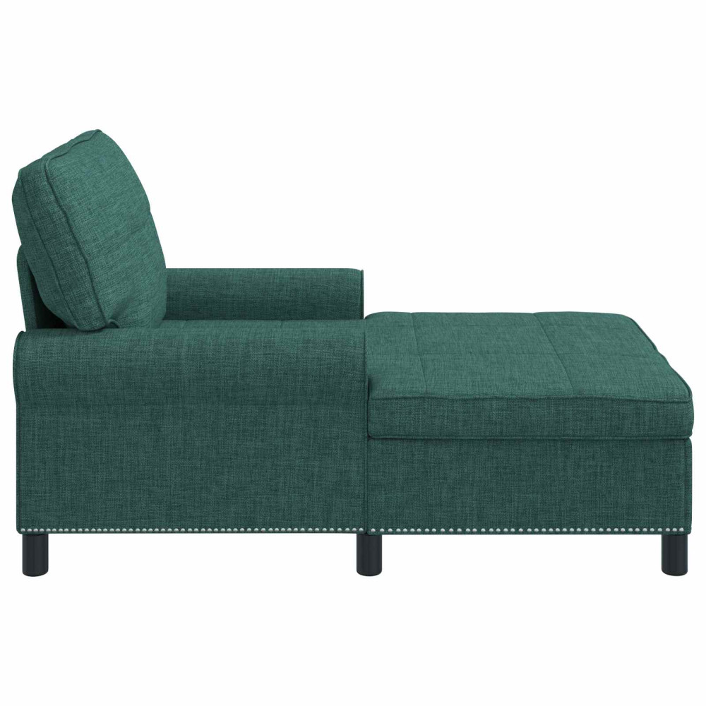 Produktbild för Chaise Lounge med kudde Mörkgrön 91 x 157 x 91 cm tyg
