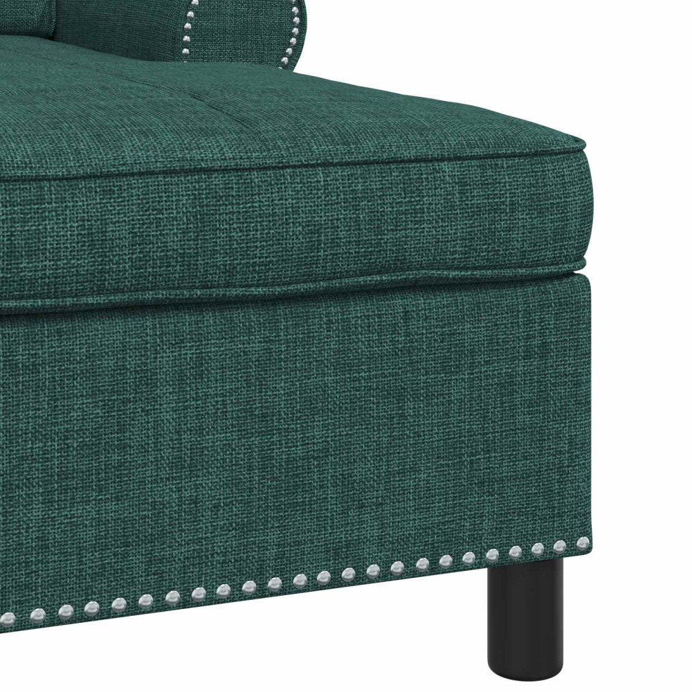Produktbild för Chaise Lounge med kudde Mörkgrön 91 x 157 x 91 cm tyg