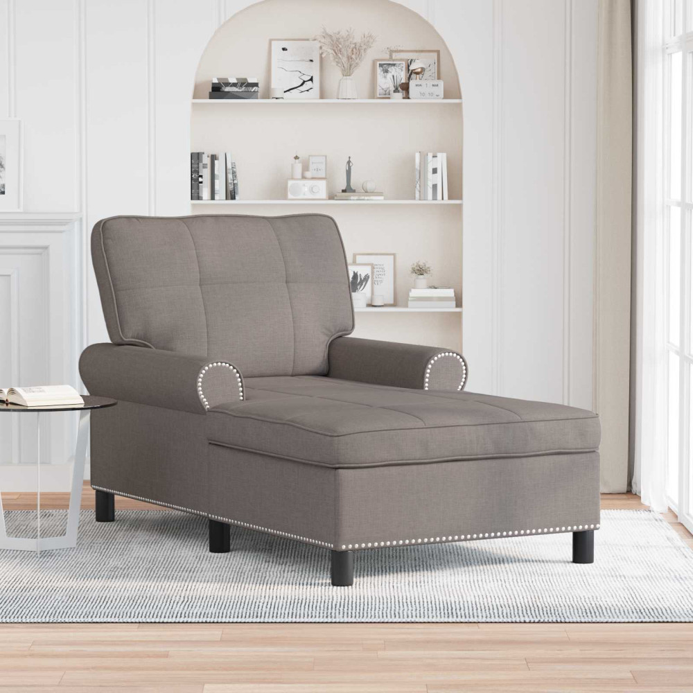 Produktbild för Chaise Lounge med kudde Taupe 91 x 157 x 91 cm tyg