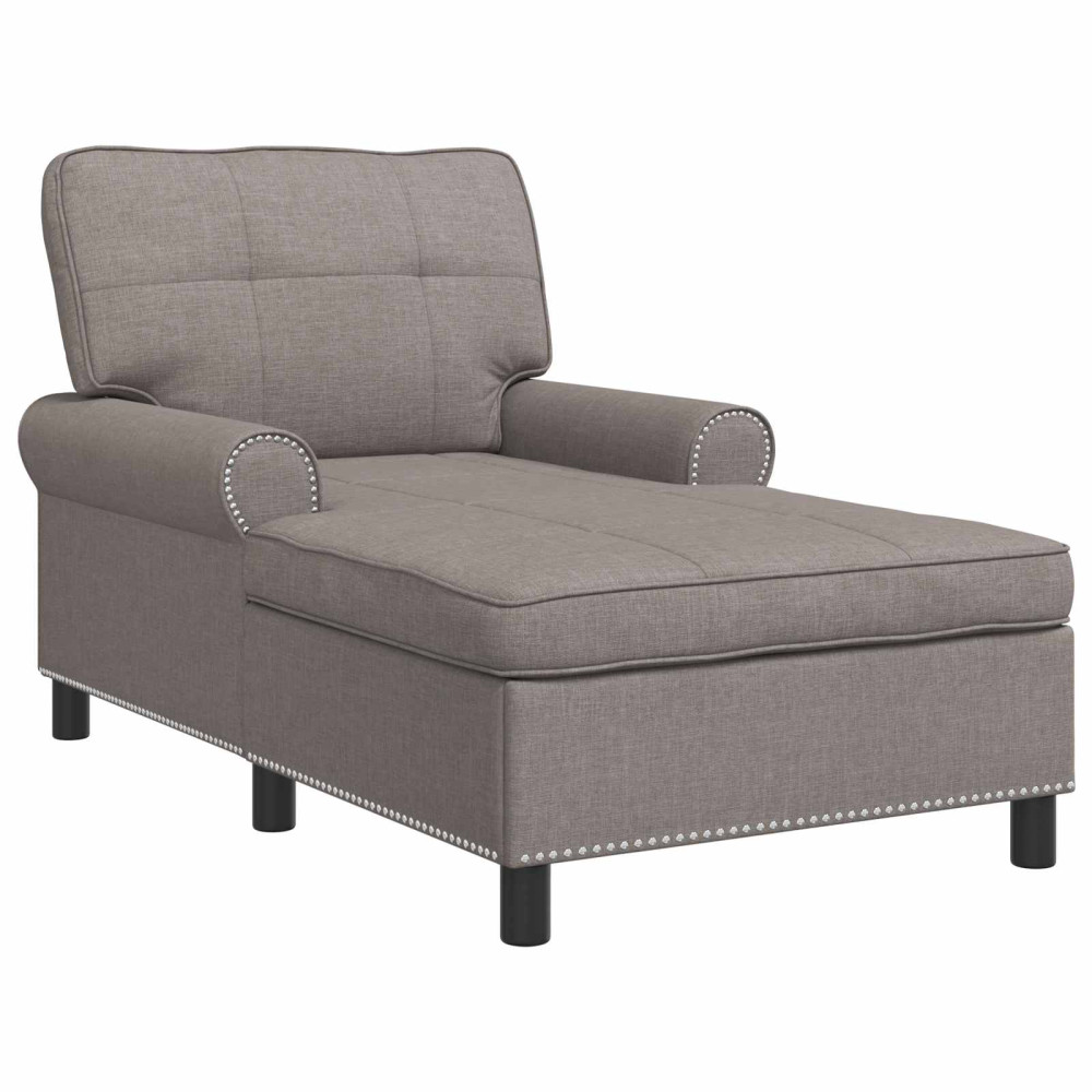 Produktbild för Chaise Lounge med kudde Taupe 91 x 157 x 91 cm tyg