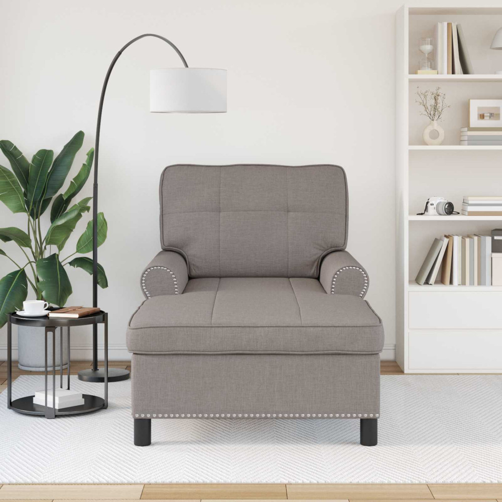 Produktbild för Chaise Lounge med kudde Taupe 91 x 157 x 91 cm tyg