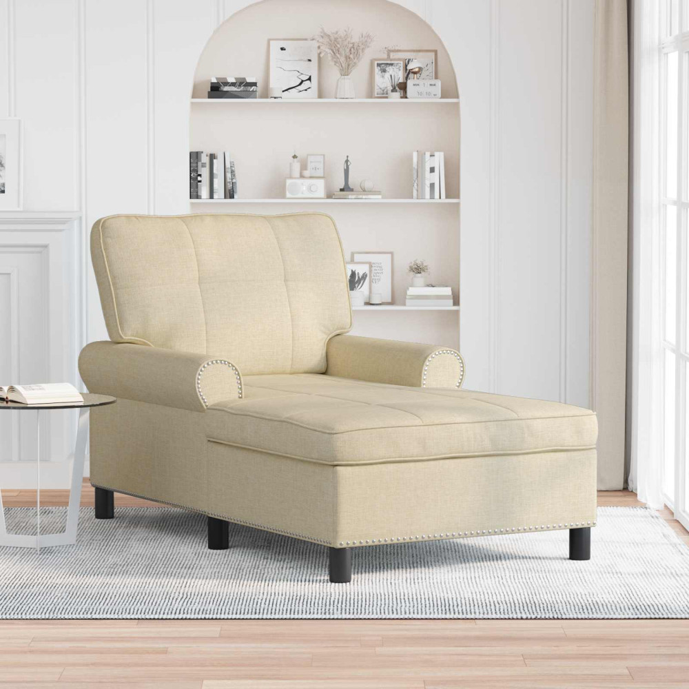 Produktbild för Chaise Lounge med kudde Kräm 91 x 157 x 91 cm tyg