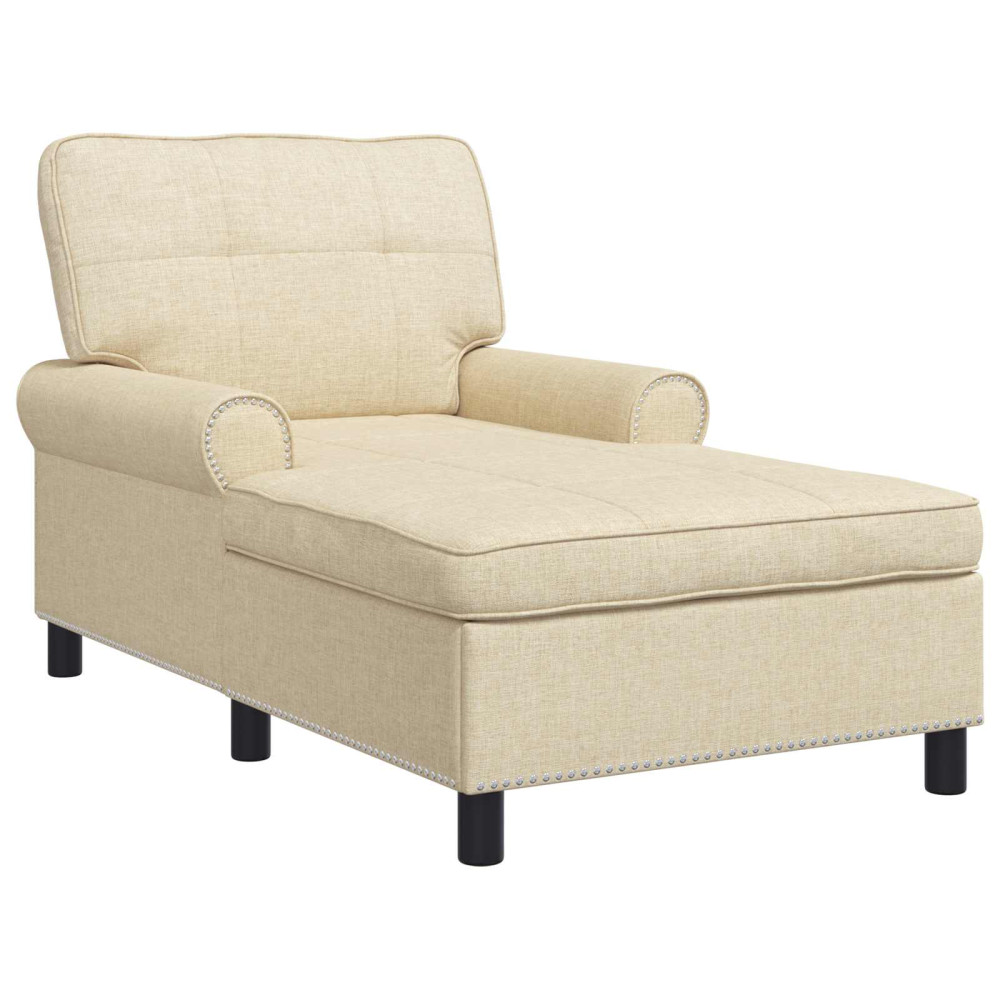 Produktbild för Chaise Lounge med kudde Kräm 91 x 157 x 91 cm tyg