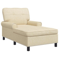 Produktbild för Chaise Lounge med kudde Kräm 91 x 157 x 91 cm tyg