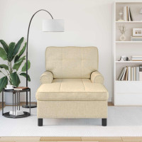 Produktbild för Chaise Lounge med kudde Kräm 91 x 157 x 91 cm tyg