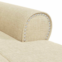 Produktbild för Chaise Lounge med kudde Kräm 91 x 157 x 91 cm tyg