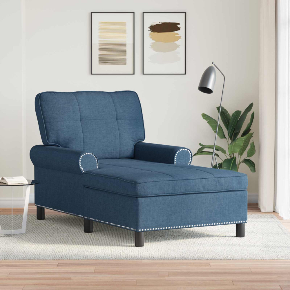 Produktbild för Chaise Lounge med kudde Blå 91 x 157 x 91 cm tyg
