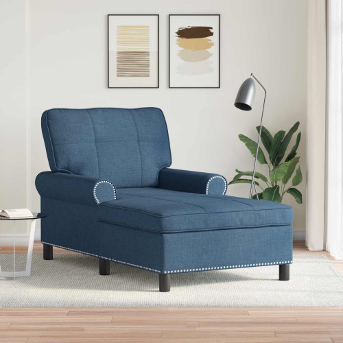 vidaXL Chaise Lounge med kudde Blå 91 x 157 x 91 cm tyg