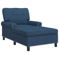 Produktbild för Chaise Lounge med kudde Blå 91 x 157 x 91 cm tyg