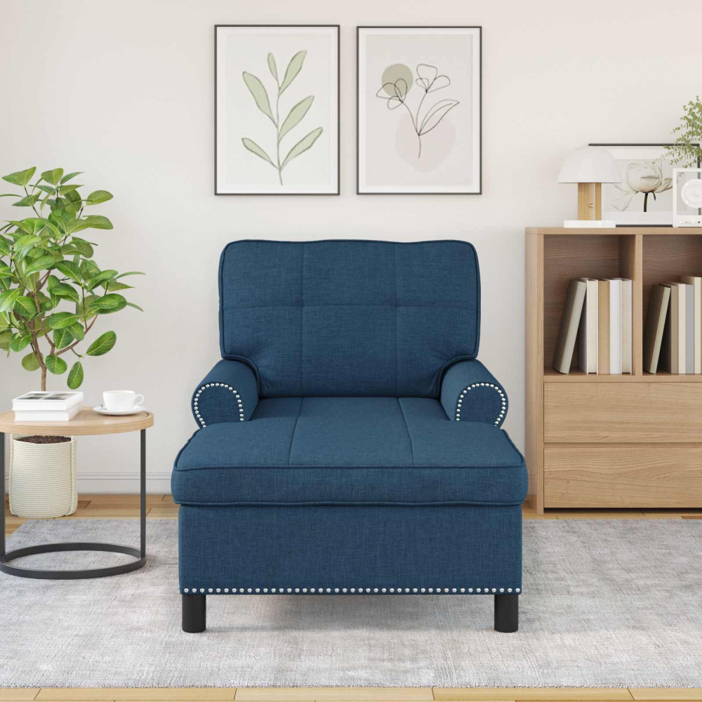 Produktbild för Chaise Lounge med kudde Blå 91 x 157 x 91 cm tyg