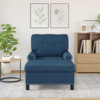 Produktbild för Chaise Lounge med kudde Blå 91 x 157 x 91 cm tyg