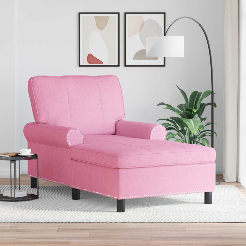 Produktbild för Chaise Lounge med kudde Rosa 91 x 157 x 91 cm tyg