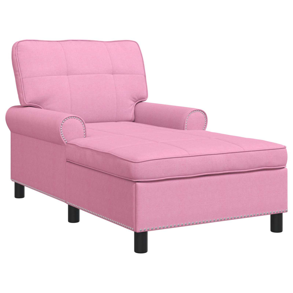 Produktbild för Chaise Lounge med kudde Rosa 91 x 157 x 91 cm tyg