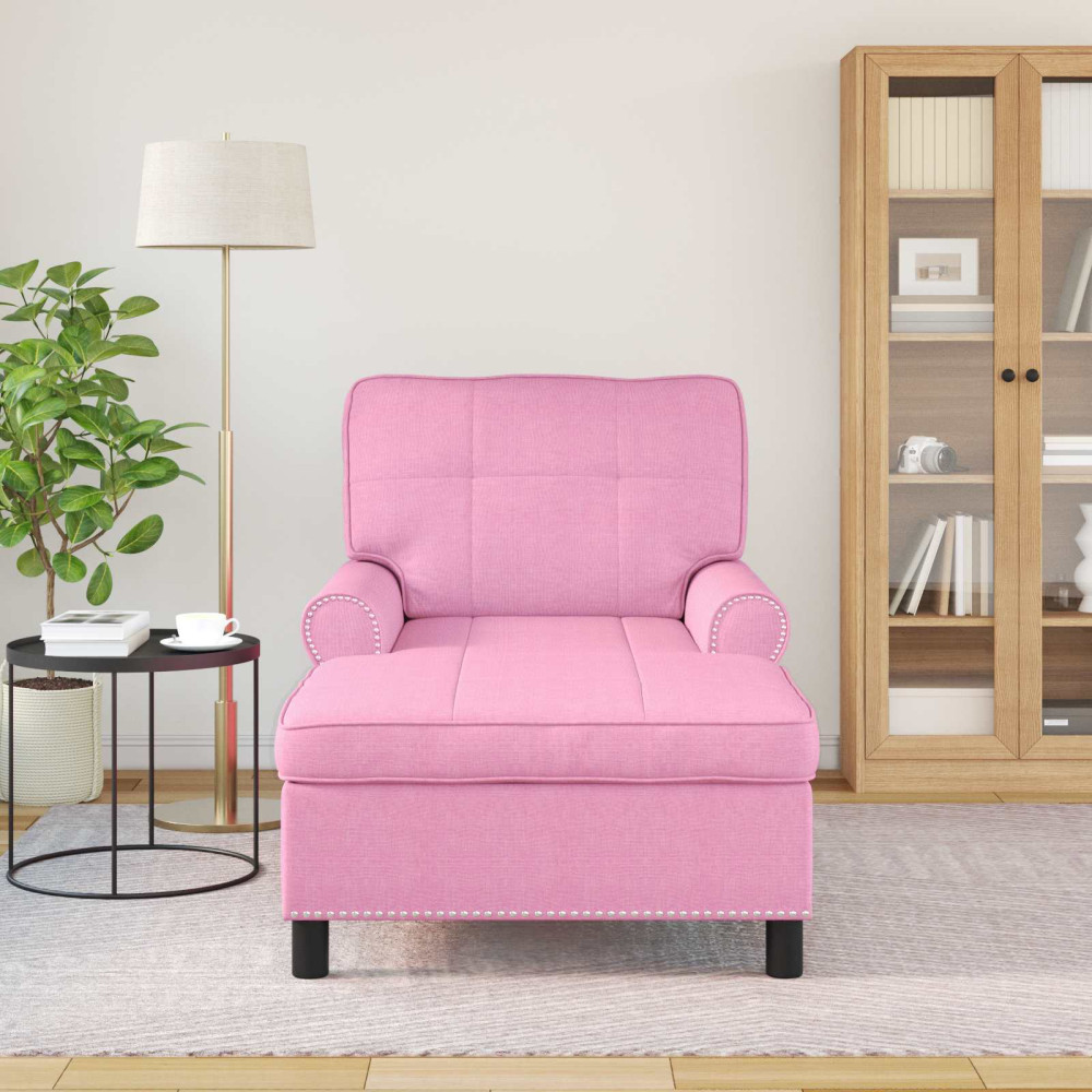 Produktbild för Chaise Lounge med kudde Rosa 91 x 157 x 91 cm tyg