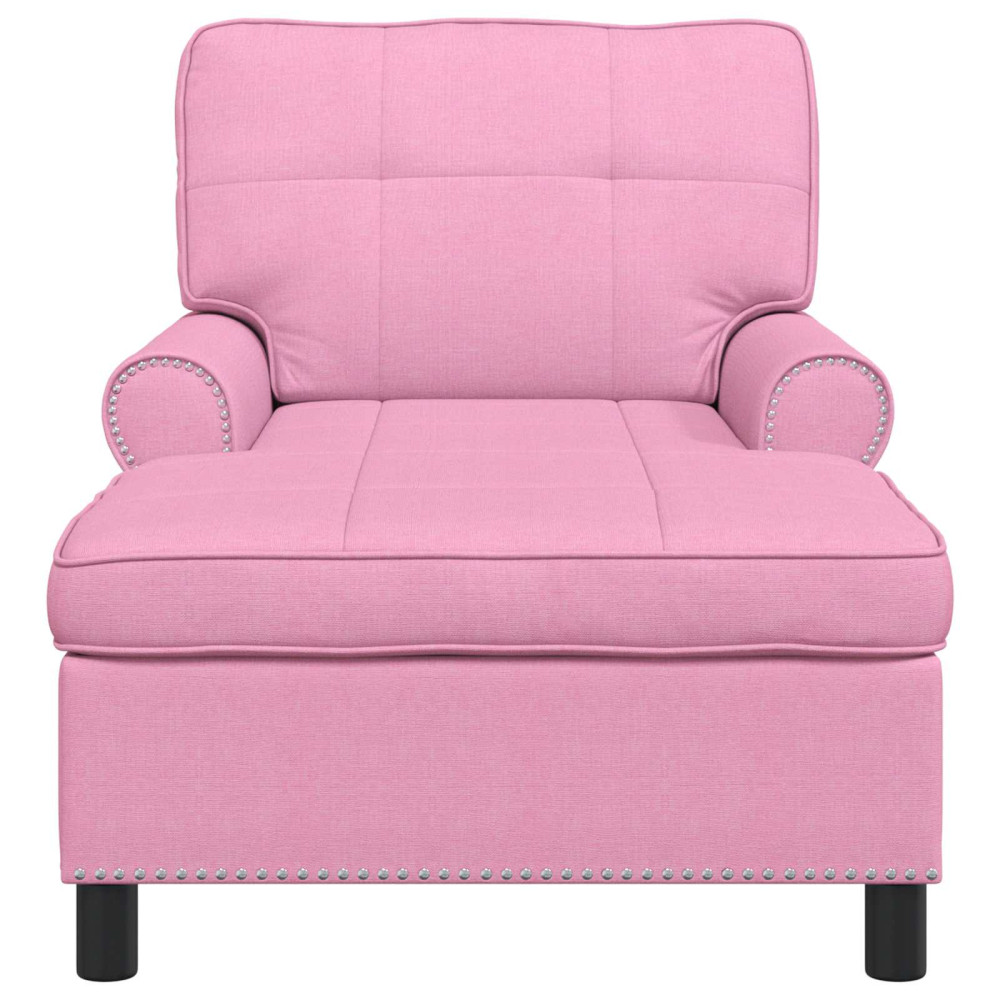 Produktbild för Chaise Lounge med kudde Rosa 91 x 157 x 91 cm tyg