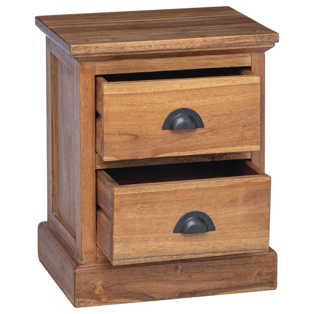 Produktbild för Sängbord med låda Naturfärg 40 x 30 x 50 cm Massivt teakträ