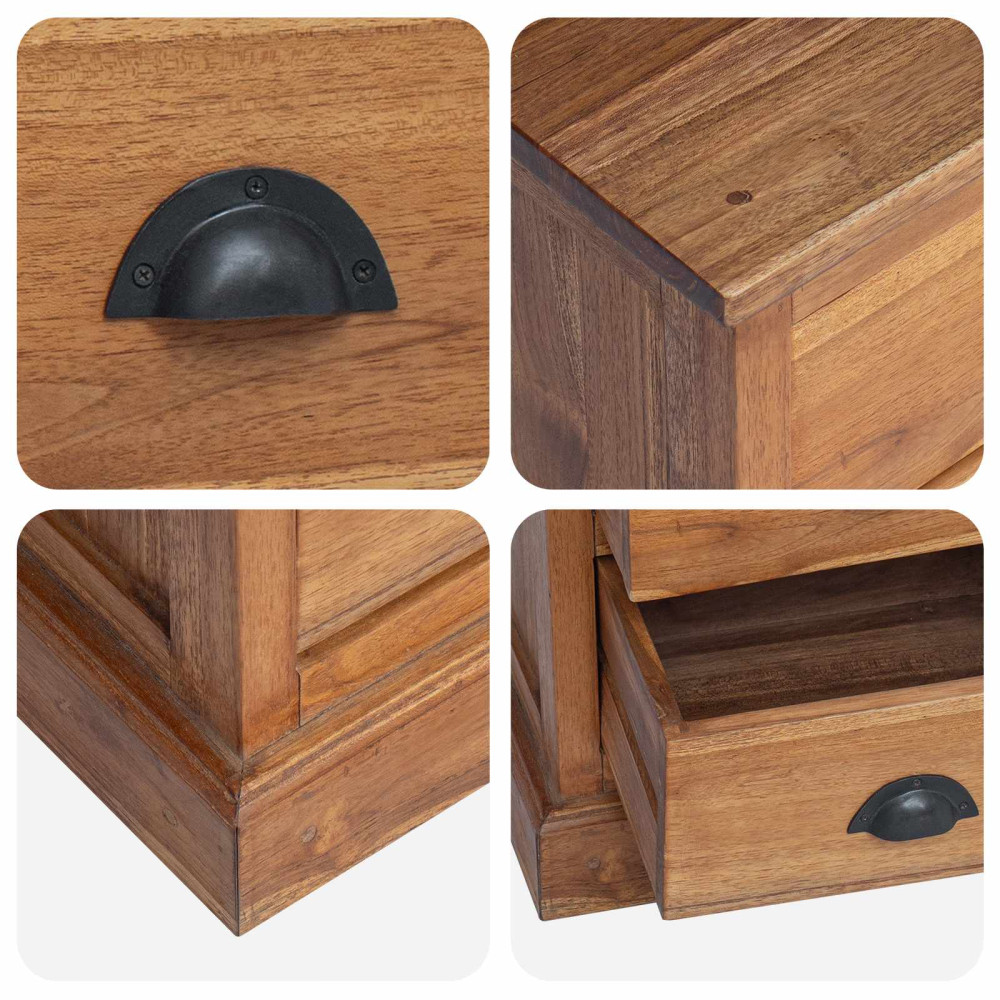 Produktbild för Sängbord med låda Naturfärg 40 x 30 x 50 cm Massivt teakträ