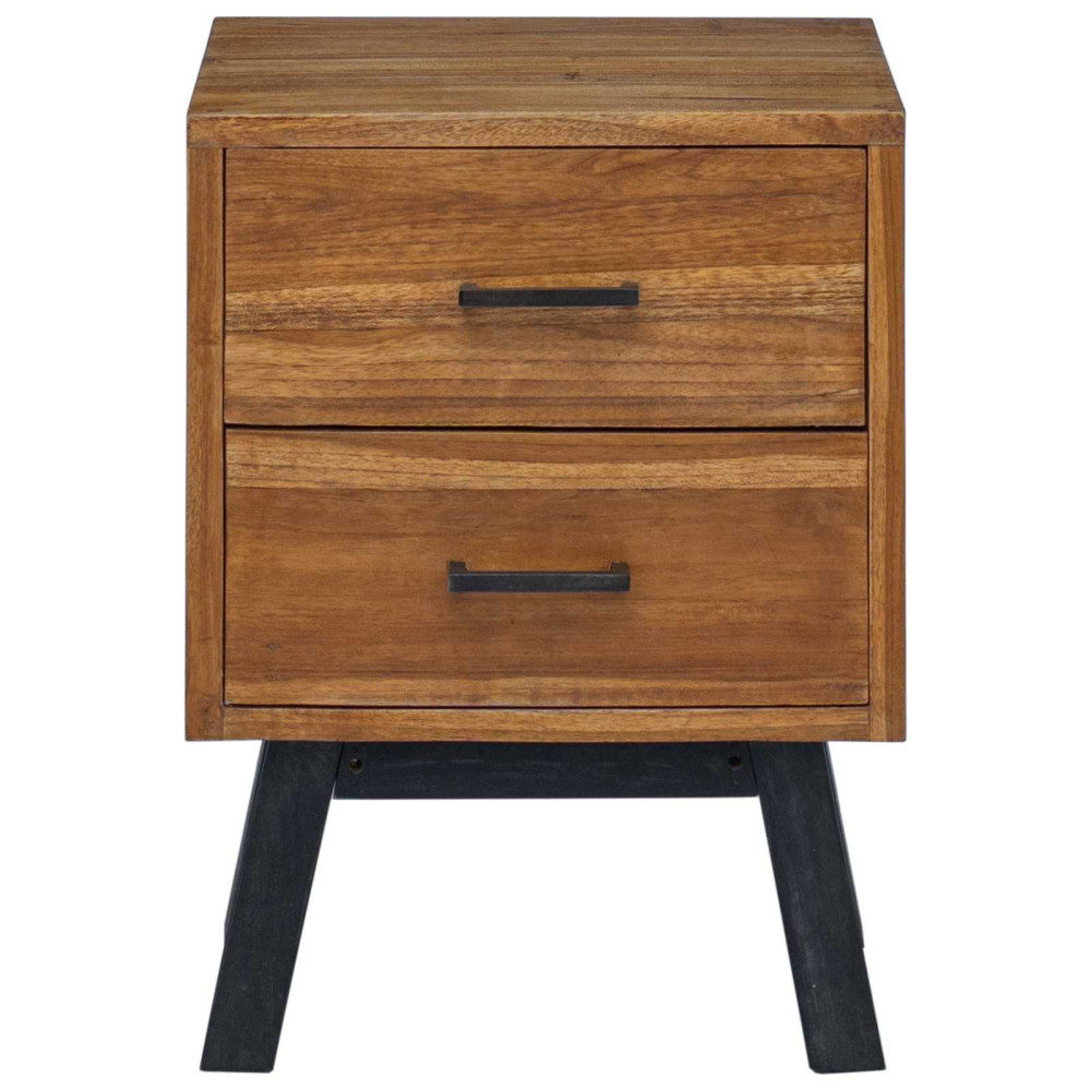 Produktbild för Sängbord med låda Naturfärg 40 x 35 x 55 cm Massivt teakträ