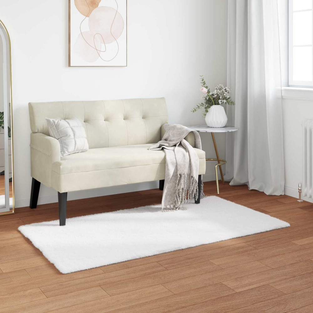 Produktbild för Halkfri matta i konstgjord kaninfäll OLITE Vit 60 x 110 cm