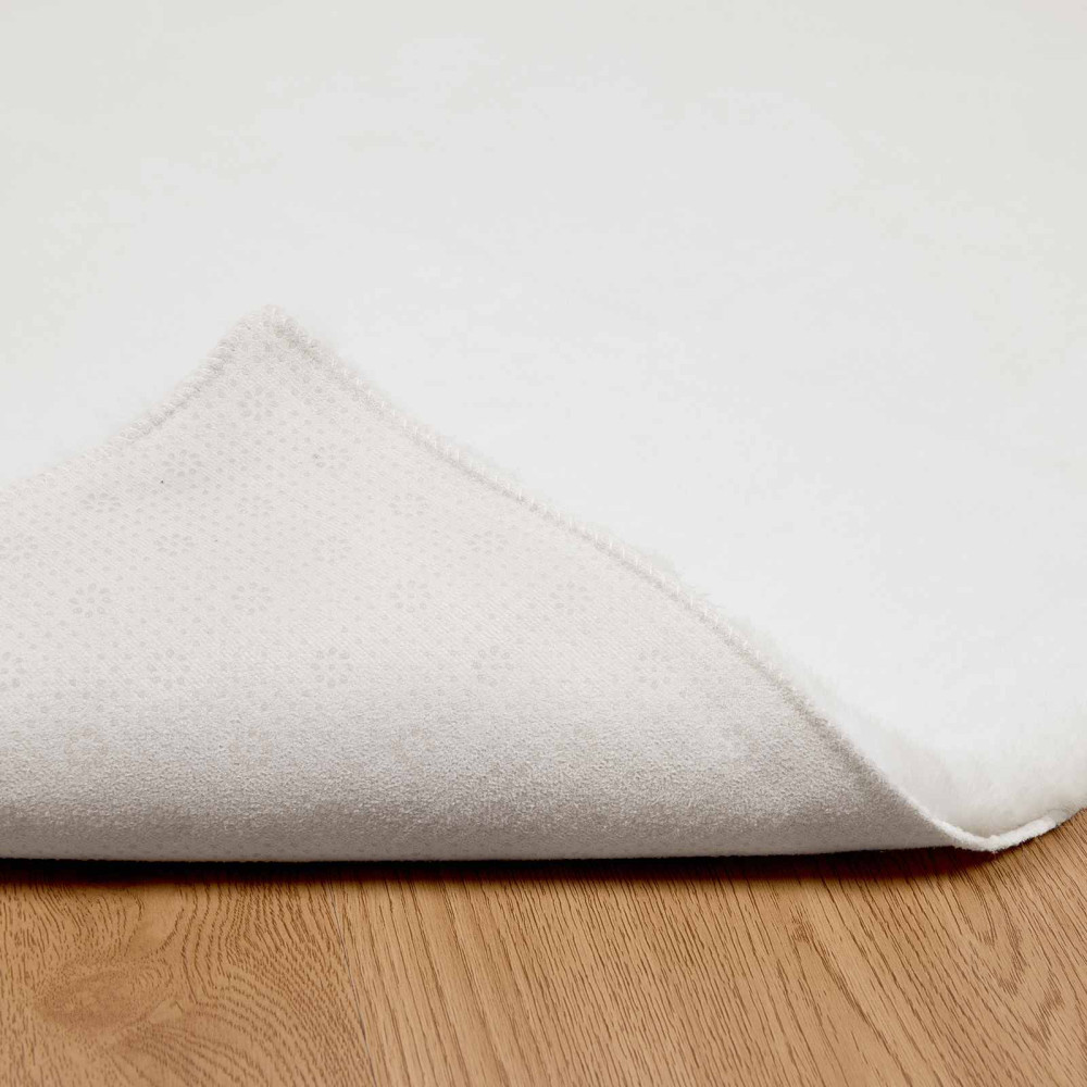 Produktbild för Halkfri matta i konstgjord kaninfäll OLITE Vit 60 x 110 cm