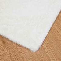 Produktbild för Halkfri matta i konstgjord kaninfäll OLITE Vit 160 x 230 cm