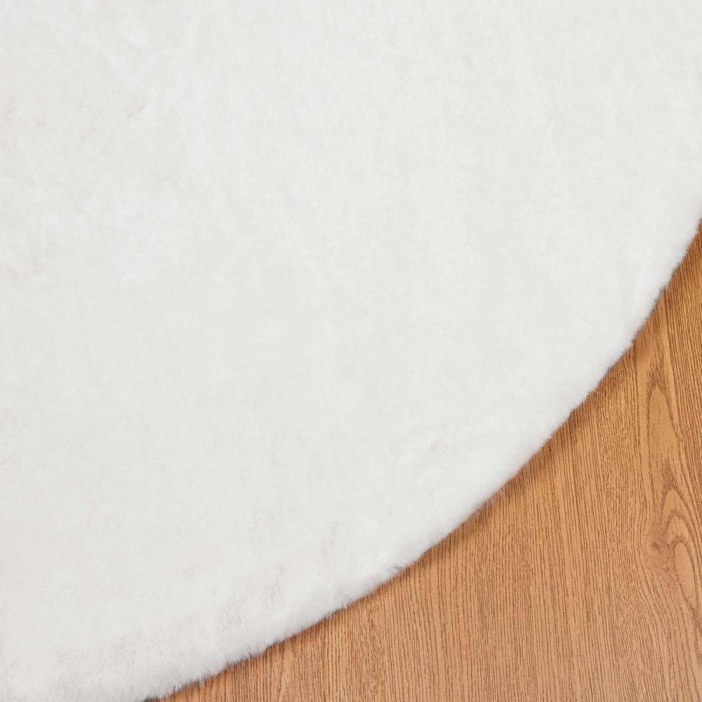 Produktbild för Halkfri matta i konstgjord kaninfäll OLITE Vit Ø 100 cm