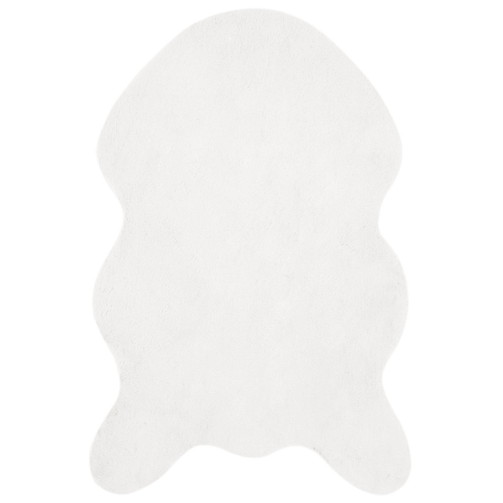 Produktbild för Halkfri matta i konstgjord kaninfäll OLITE Vit 60 x 90 cm