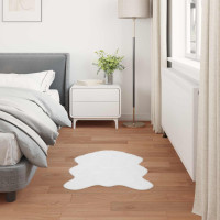 Produktbild för Halkfri matta i konstgjord kaninfäll OLITE Vit 80 x 120 cm