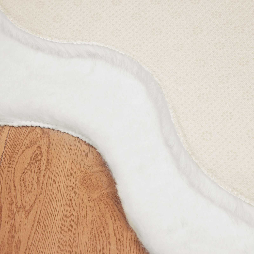 Produktbild för Halkfri matta i konstgjord kaninfäll OLITE Vit 80 x 120 cm