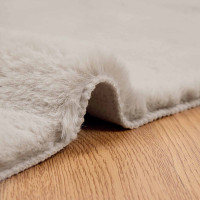 Produktbild för Halkfri matta i konstgjord kaninfäll OLITE Beige 160 x 230 cm