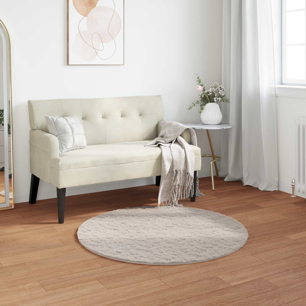 Produktbild för Halkfri matta i konstgjord kaninfäll OLITE Beige Ø 100 cm