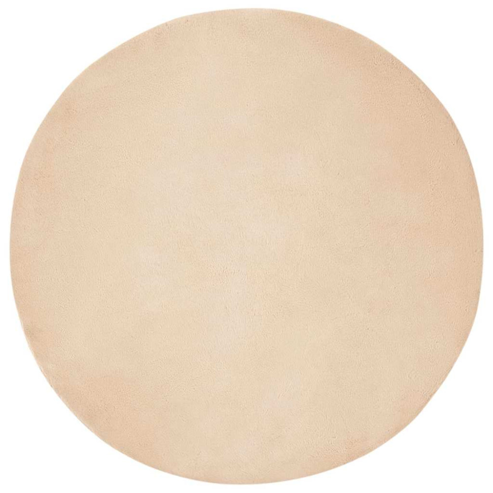 Produktbild för Halkfri matta i konstgjord kaninfäll OLITE Beige Ø 100 cm