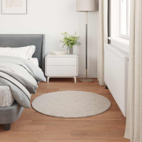 Produktbild för Halkfri matta i konstgjord kaninfäll OLITE Beige Ø 100 cm