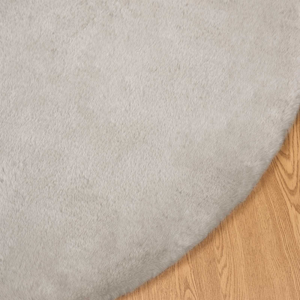 Produktbild för Halkfri matta i konstgjord kaninfäll OLITE Beige Ø 100 cm