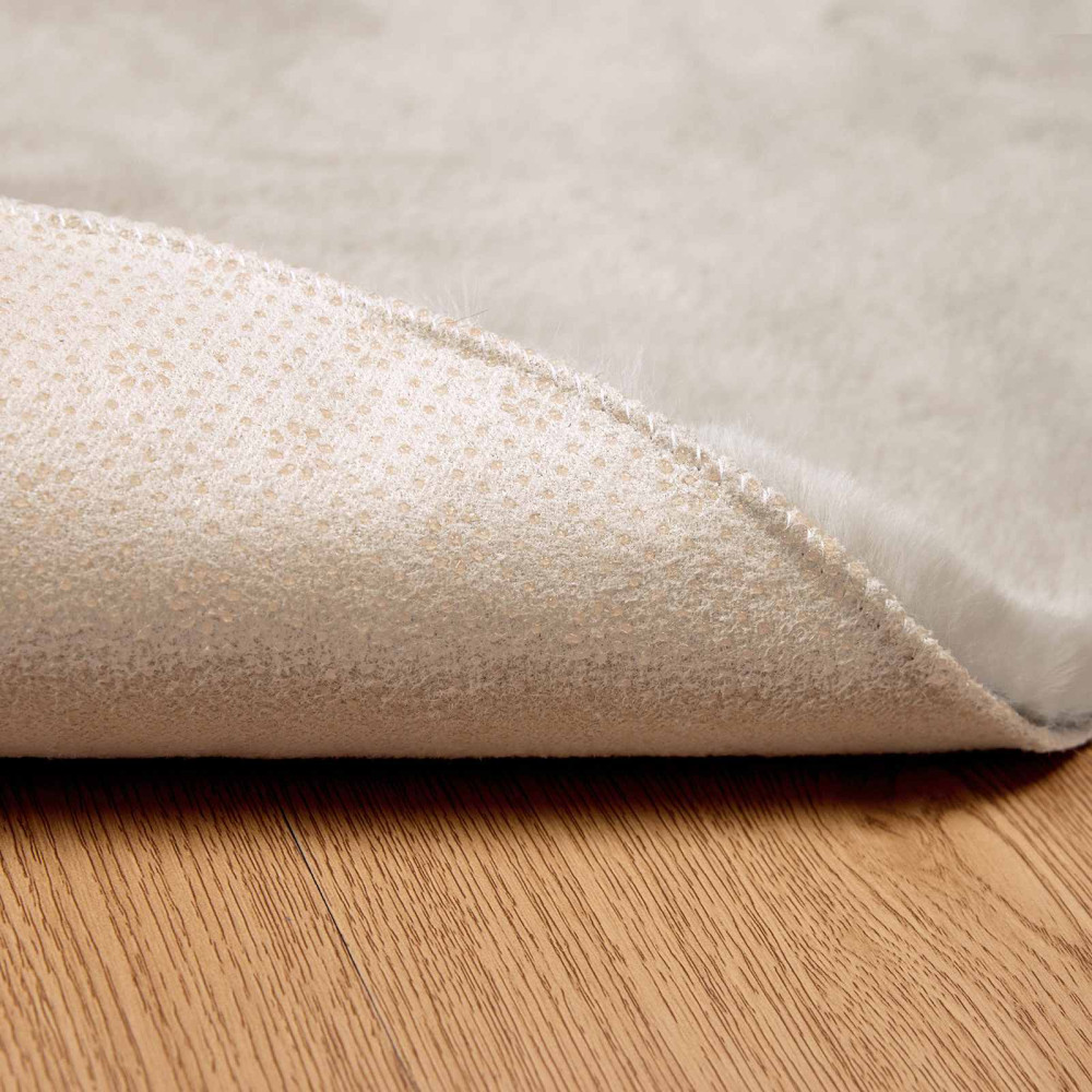 Produktbild för Halkfri matta i konstgjord kaninfäll OLITE Beige Ø 100 cm