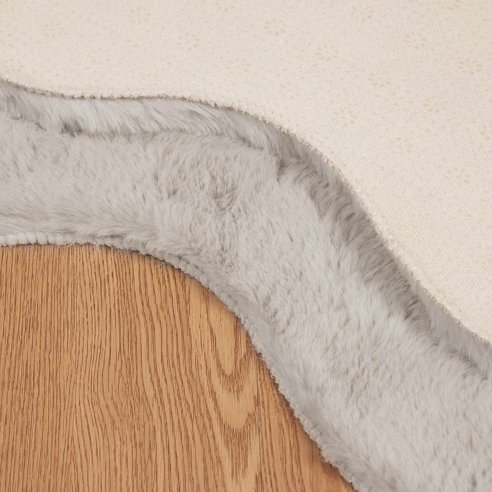 Produktbild för Halkfri matta i konstgjord kaninfäll OLITE Beige 50 x 80 cm