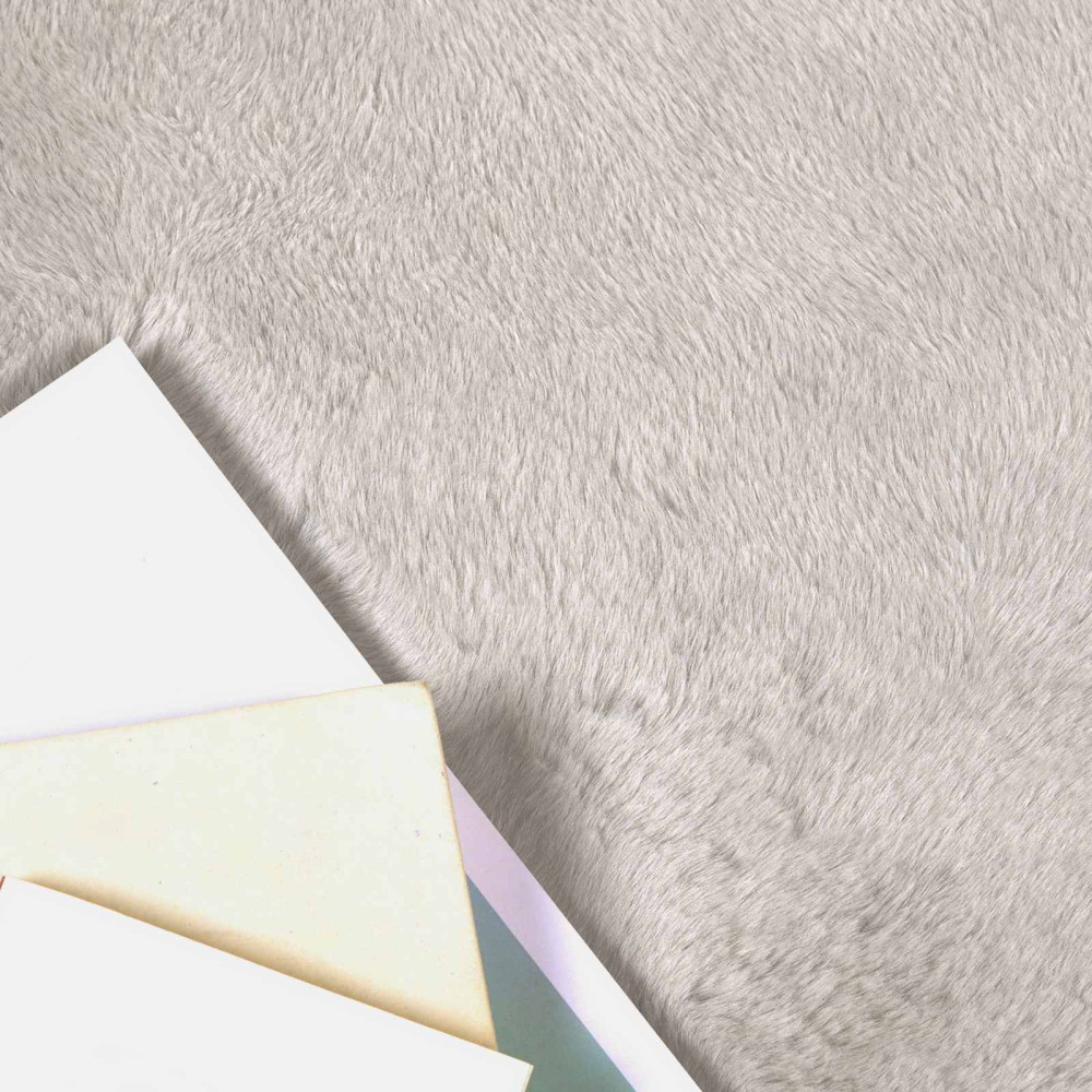Produktbild för Halkfri matta i konstgjord kaninfäll OLITE Beige 80 x 120 cm